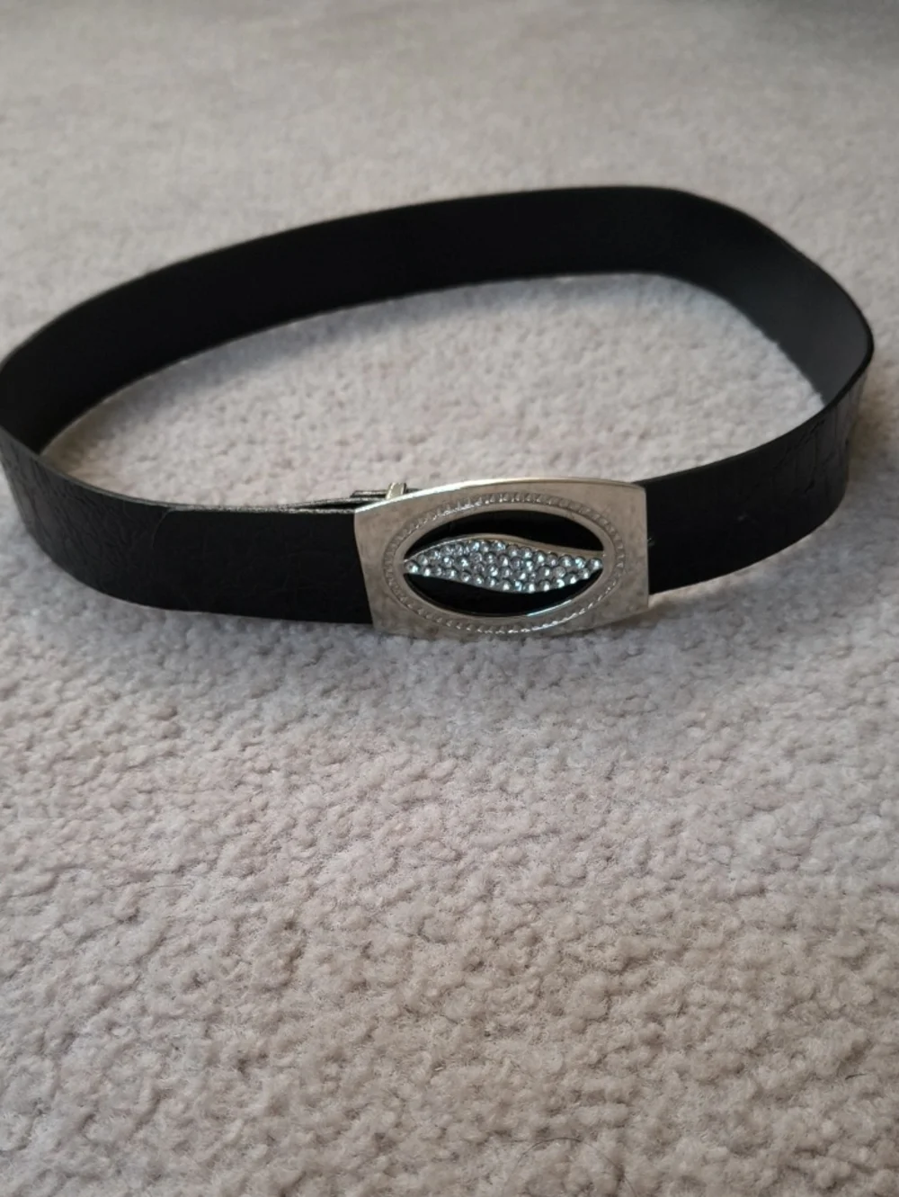 Black Girls/Kids Belt with Crystal Accent Buckle